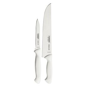 Juego de Cuchillos Tramontina Premium con Láminas de Acero Inoxidable y Mangos de Polipropileno Blanco 2 Piezas