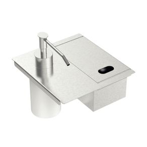 Soporte de Esponja Tramontina con Tapa y Dispensador de Jabón Líquido en Acero Inoxidable para uso en las canaletas húmedas